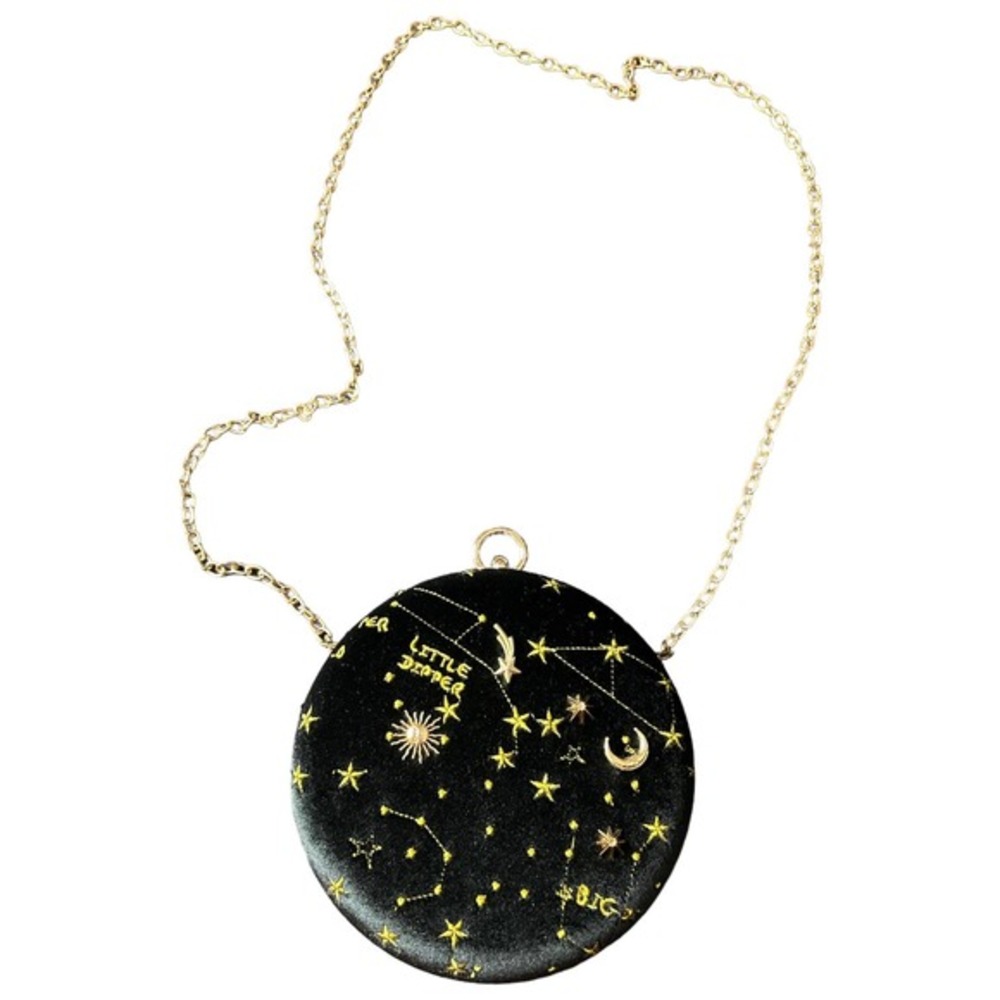 Round Black Night Sky Purse‎ With Gold Color Chain
